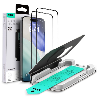 Xham mbrojtës ESR UltraFit Classic për iPhone 16 Pro dhe 17, 9H, set me 2 copa, transparent