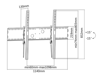 Mbajtëse muri për TV Digitus 650322, 60-100", 100 kg, e zezë