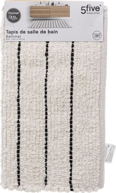 Tapet për banjo 5five Simply Smart STRIPED, pambuk, 50 x 120 cm, i bardhë me vija të zeza