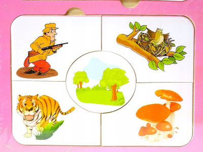 Puzzle druri edukativ, 4 figura, shumëngjyrësh
