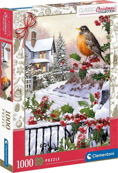 Puzzle Clementoni Robin and Holly Bushes, 1000 pjesë, 70x50cm, shumëngjyrësh