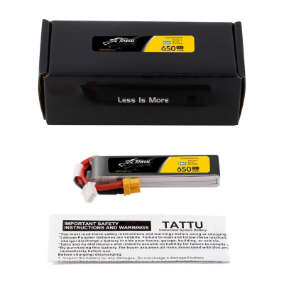 Bateri Lipo Tattu 2S Long-Pack, 650mAh, 7.6V 95C, gri