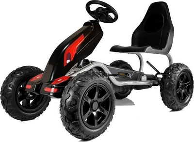 Gokart me pedale Monster, rrota gome të fryme, sedilje që rregullohet, i zi