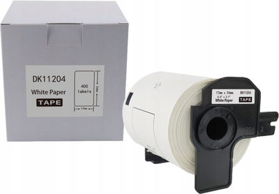 Etiketa ngjitëse Brother DK-11204, 17 x 54mm, 400 copë, të zeza në të bardhë