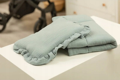 Set jastëk dhe batanije për karrocë Sensillo Khaki, 100% pambuk, për bebe 0+, ngjyrë khaki