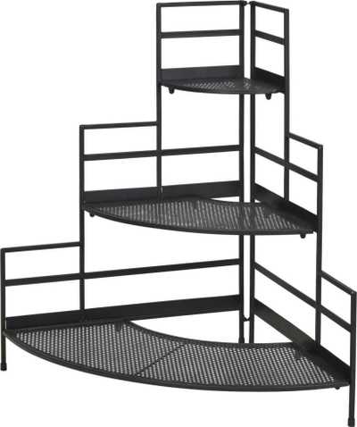 Raft këndor për lule ProGarden Plant Etagere, 3 nivele, 85cm, metalik, i zi