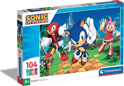 Puzzle Clementoni SuperColor Sonic 27256, 104 copa, për kalamaj 6+