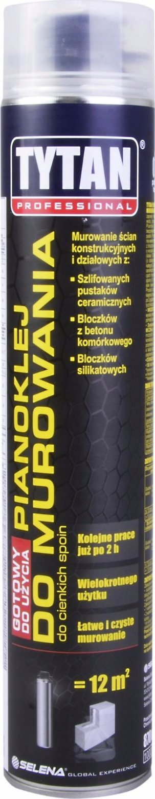 Shkumë ngjitëse për muraturë Tytan 870ml, për punime profesionale, gri