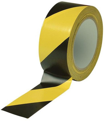Shirit ngjitës Bloomsbury, 5cm x 33m, me vija diagonale, zi e verdhë