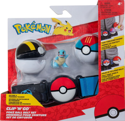 Lodër Pokémon Clip N Go Poke Ball Belt, me Squirtle, set rripi, shumëngjyrësh