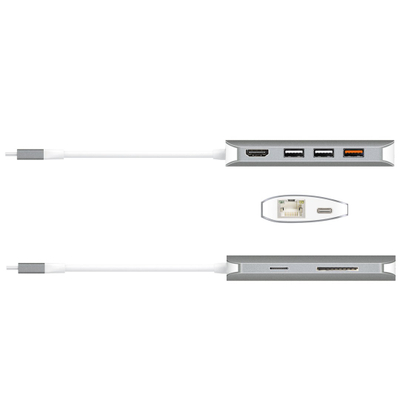 Adapter USB C J5create JCD383, 9 me 1, 4K, ngjyrë argjendi me të bardhë