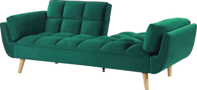 Divan shtrat Beliani Asby Velvet, 3 vende, këmbë druri, jeshil
