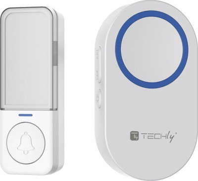 Zвоно за врата со интерфон Techly I-BELL-RING05, без кабли, IP56, бела