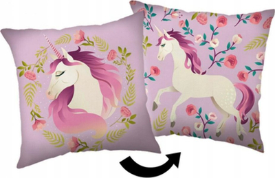 Jastëk për kalamoj Jerry Fabrics Unicorn Flowers, 40x40 cm, poliester, rozë
