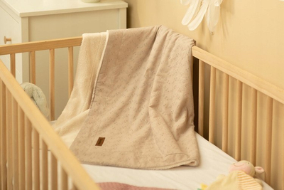 Batanije për bebe BLANKET PLUSH EMBROIDERY LINEN, 80x100 cm, me dy anë, bezhë