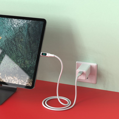 Kabllo USB‑C 4smarts 458163, 1.5 m, me ekran LED, e bardhë