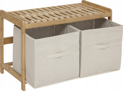 Stol banjoje 5five Simply Smart, bambu, me raft ruajtje, 66.8x44x35 cm, bezhë, set 2 copë