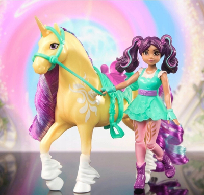 Set loje Unicorn Academy Ava and Leaf, kukull 11 cm, unikorn 12 cm, shumëngjyrësh