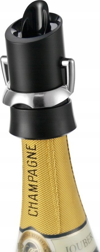 Tapë shampanje Vacu Vin Champagne Saver, mbyllje hermetike, me grykë shërbimi, e zezë