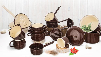Kapak tenxhere Orion, çelik i emajluar, 14 cm, kafe