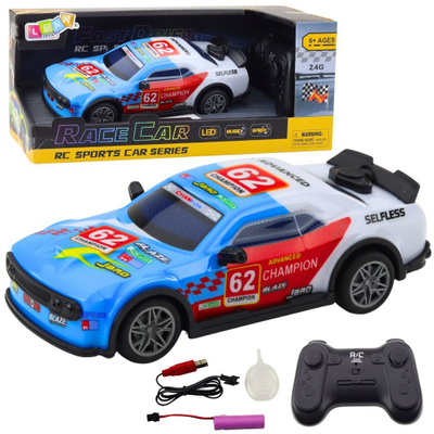 Makine sportive me telekomande LEAN Toys RC, 1:22, drita LED, efekt avulli, blu