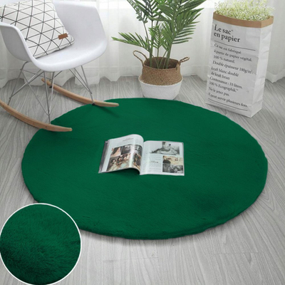 Tapet rrumbullak Strado Round Rug Rabbit, 90x90 cm, antirrëshqitës, jeshile Bottle Green