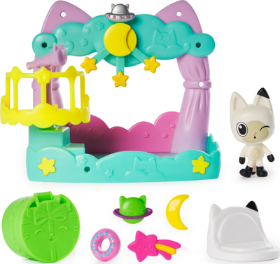 Set lojrash Spin Master Gabby’s Dollhouse Pandy Paws Dreamy Lookout Balcony, me figurë 6 cm, plot aksesorë, shumëngjyrësh