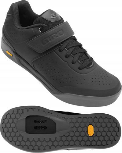 Këpucë çiklizmi Giro Chamber II, me shollë Vibram Megagrip, për pedalë me klik, të zeza