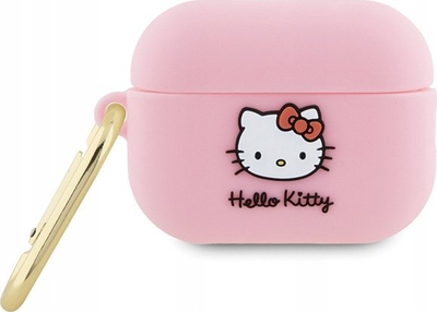 Mbështjellës silikoni Hello Kitty 3D, për AirPods Pro 2, me karabinë, rozë