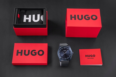 Orë dore Hugo Bright Blue, 42mm, mekanizëm quartz, blu