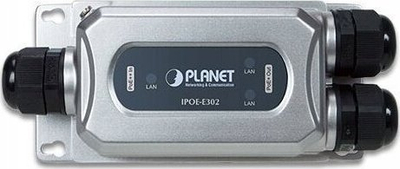 Extender rrjeti PLANET IPOE-E302, industrial PoE, IP67, ngjyrë gri e zezë