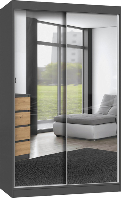 Garderobë rrëshqitëse Iga 120, pasqyra, 120 cm, anthracite artisan