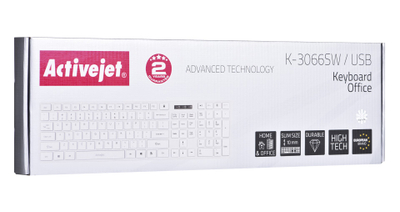 Tastierë Activejet K-3066SW, USB, e bardhë