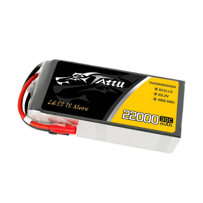 Bateri LiPo Tattu 22000mAh, 22.2V, 30C, e zezë