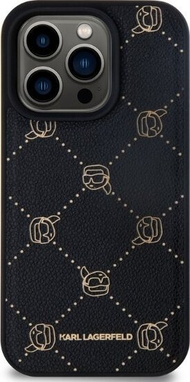 Mbulesë telefoni Karl Lagerfeld Karl Heads MagSafe, për iPhone 15 Pro, prej poliuretani, e zezë