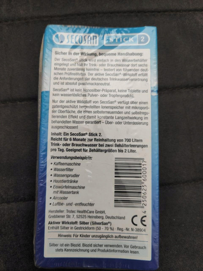 Shkop higjienizimi uji Secosan Stick 2, deri 700L, për depozitë deri 2L, i bardhë