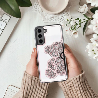 Futera telefoni Rowy Teddy Bear për Samsung S24 FE, PU TPU, transparente me shkëlqim