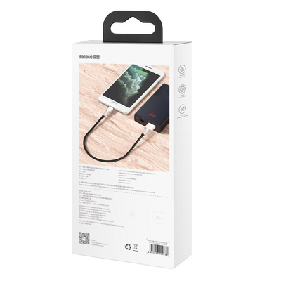 Kabllo USB Lightning Baseus Cafule, 0.25m, 2.4A, i zi