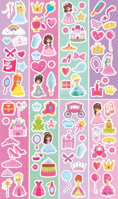 Stickerë letre Titanum Paper Stickers, 8 fletë, princesha dhe aksesorë
