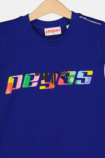Bluzë për fëmijë LOGO Multicolor, pambuk, royal blue