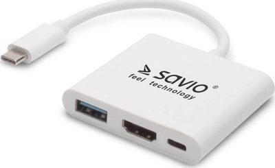 Docking station Savio AK-48 USB-C, i bardhë