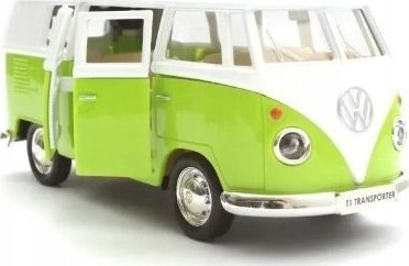 Lodër maketë Daffi Volkswagen Samba Bus, hologram, dyer që hapen, jeshile me të bardhë
