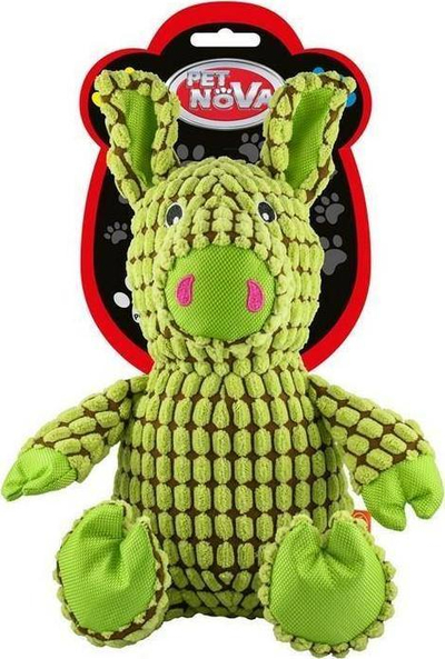 Lodër pelushi për qen Aqua Nova DOG LIFE STYLE Green Pig, me fishkëllimë, jeshile