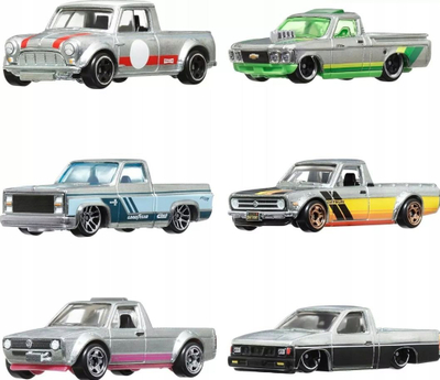 Set maketa makinash Hot Wheels Zamac 1:64, 6 copë, shumëngjyrëshe