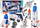 Set lodrash kozmike Leantoys Space Set, 12 copa, me raketë dhe astronautë, bardh e kaltër