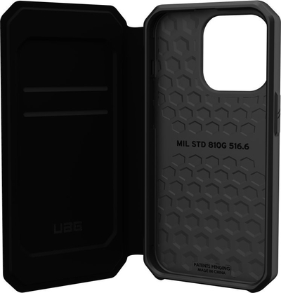 Футрола за телефон Urban Armor Gear Metropolis Folio, за iPhone 14 Pro, со капак, црна