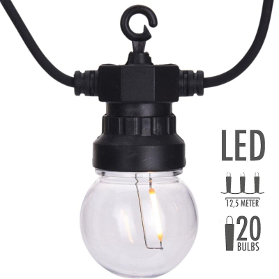 Varg dritash LED Party Lights, 12.5 m, 20 llamba, dritë e ngrohtë