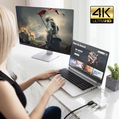 Адаптер USB C J5create JCA351 N, HDMI 4K, Етернет, Power Delivery, бел