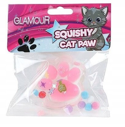 Lodër antistres Glamour Squishy Cat Paw, 2cm, me shkëlqim, ngjyra të përziera
