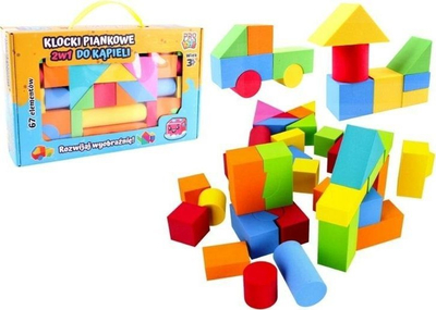 Set lodrash për banjo PRO 2n1 Foam Blocks, 67 copa, prej shkumëzuesi, shumëngjyrëshe